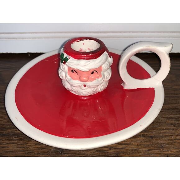 Vintage CHRISTMAS Santa Claus Face/Head Candle Holder Figure Japan - Picture 2 of 8